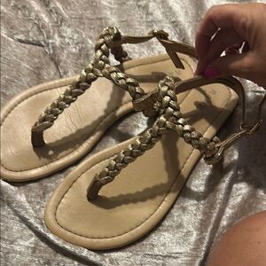 Rampage Gold Braided Thong Sandals